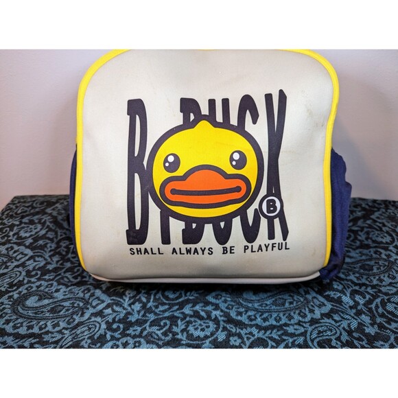 B Duck Yellow Gray Backpack Diaper Bag Kids Carryall NWT - Picture 3 of 12